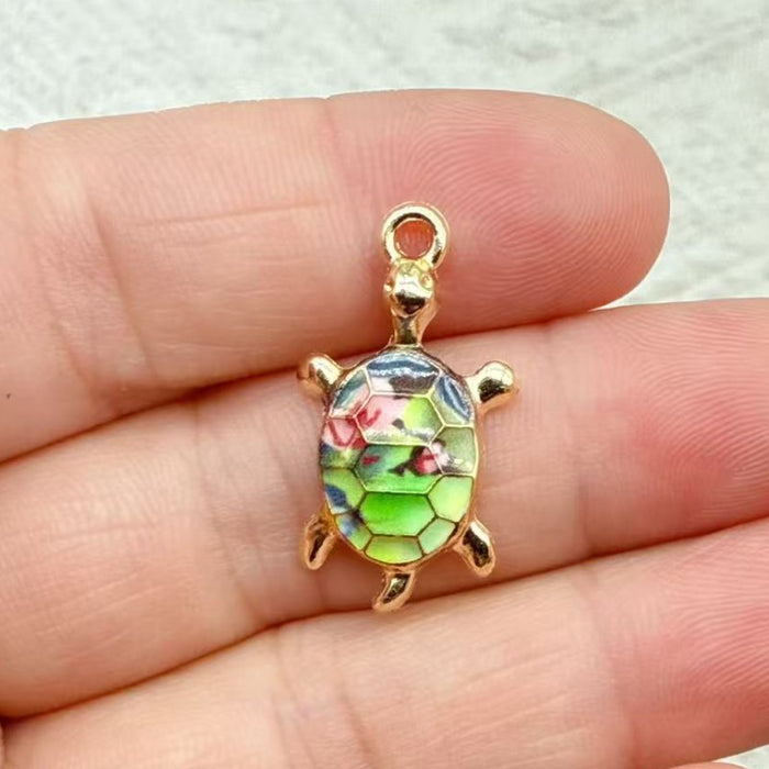 Wholesale 10pcs DIY Colorful Turtle Bracelet Pendant Alloy Oil Drip Accessories Hanging Earrings
