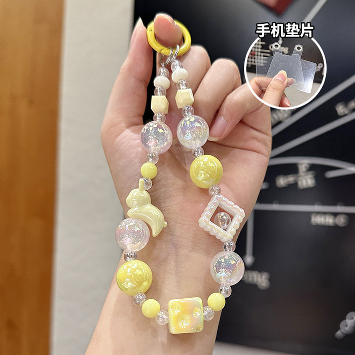 Wholesale Creative acrylic bead keychain bracelet key pendant mobile phone chain bead jewelry DIY