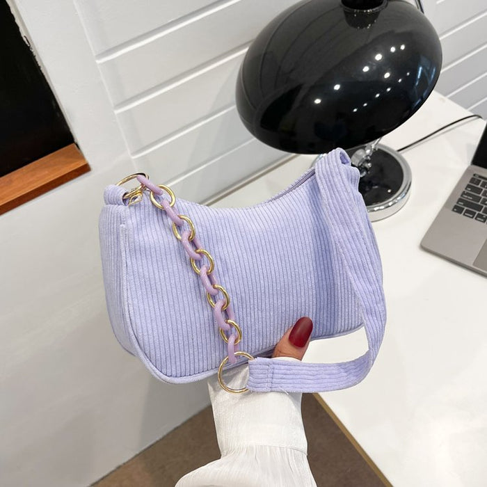 Wholesale Artistic Minimalist Corduroy Small Bag New Chain Underarm Bag Casual Versatile Shoulder Bag Women's Bag JDC-SD-YT005