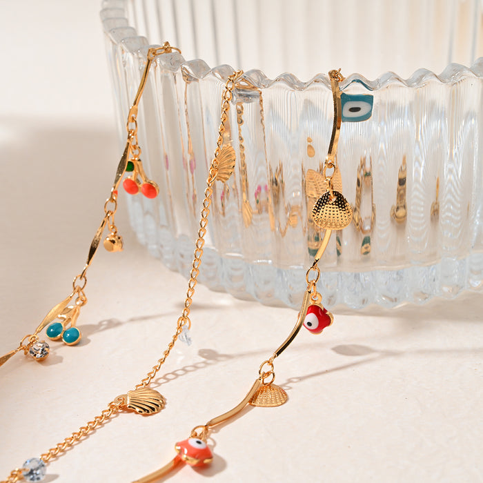 Wholesale New personalized stainless steel ankle chain paired with shell pendant color preservation wholesale