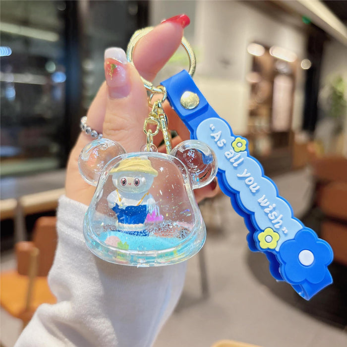 Wholesale Cartoon quicksand in oil blue keychain