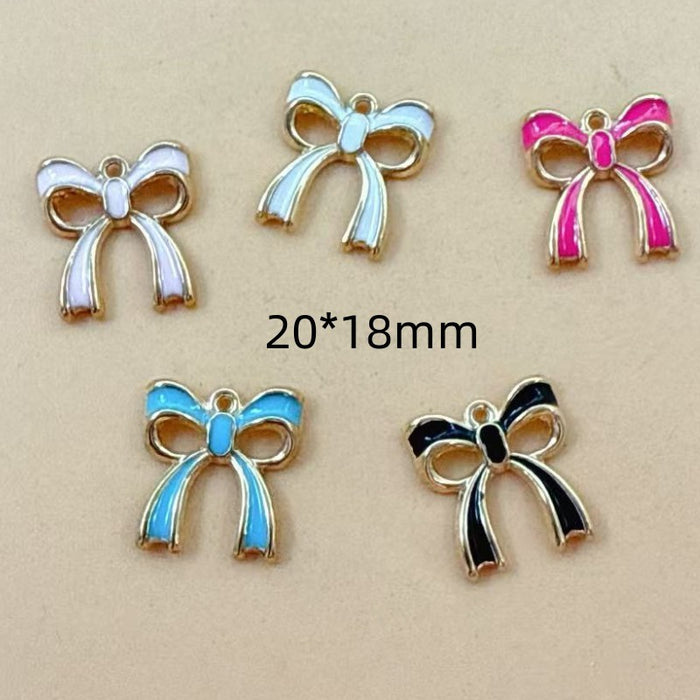 Wholesale 10pcs 3D Bow Tie DIY Alloy Enamel Accessories Keychain Necklace Pendantace Pendant