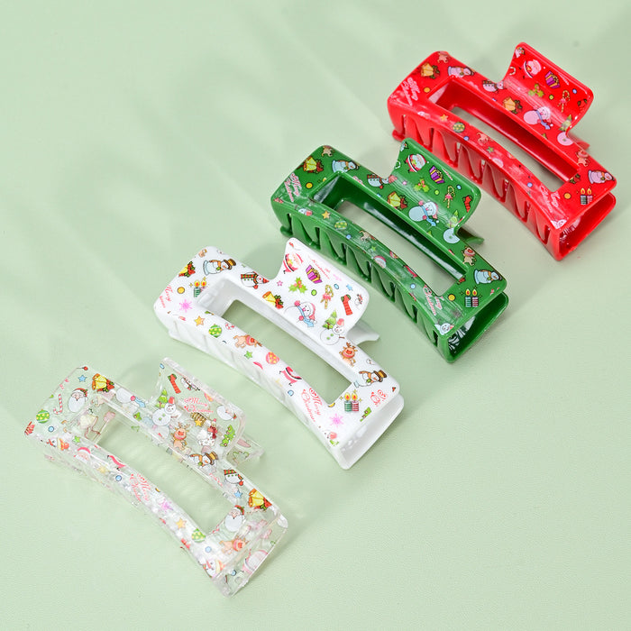 Wholesale Christmas Acrylic Cartoon Print Hairpin JDC-HC-SNSB005