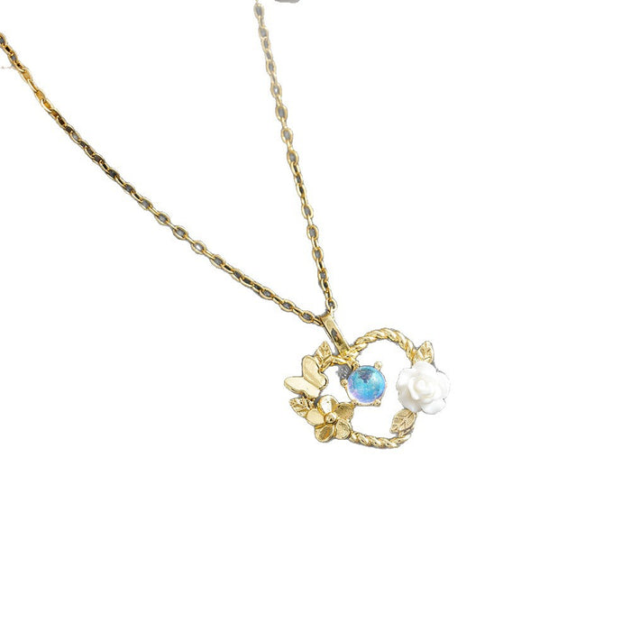 Wholesale Luxury Style Heart-Shaped Flower Necklace