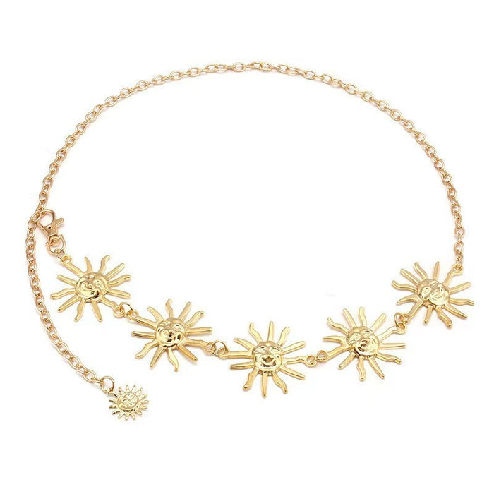 Wholesale Adjustable metal sunflower waist chain for women