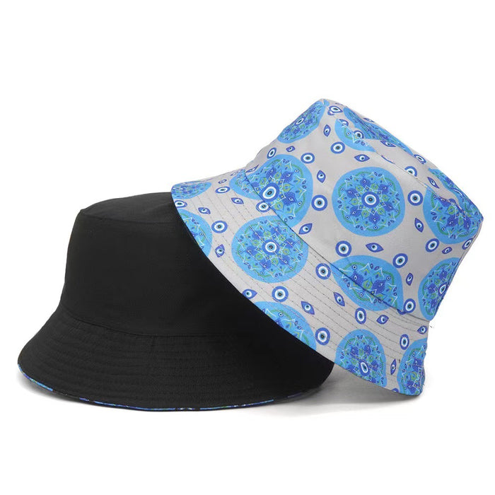 Wholesale geometric graffiti retro fisherman hat printed double-sided all-match basin hat outdoor sun hat