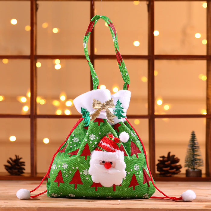 Wholesale Christmas Neck Gift Bag Happy Decal Flower Handbag Candy Bag Cartoon Children' s Handbag Apple Bag Gift Bag
