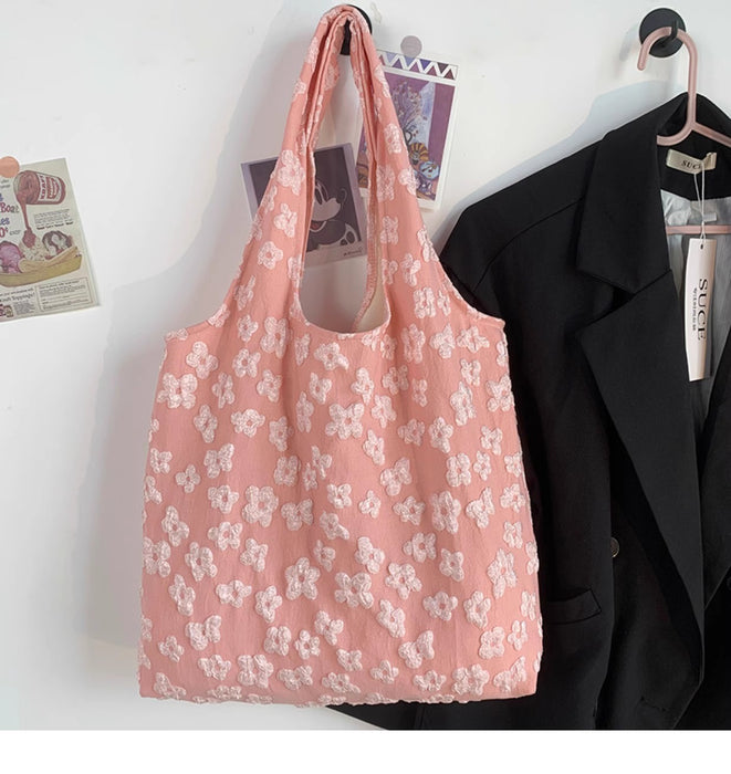 Wholesale Lazy style canvas bag, butterfly shoulder tote bag, large capacity handheld tote bag