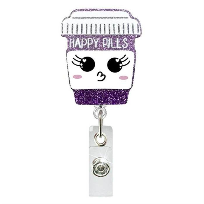Wholesale Glitter Cup Smiley Face Nurses Day Acrylic Retractable Keychain JDC-KC-GuXi004