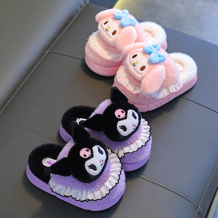 Wholesale Winter Children's Cotton Slippers for Girls To Keep Warm and Fluffy for Home Boys To Prevent Slipping and Cover Heels for Babies JDC-SP-Langd001