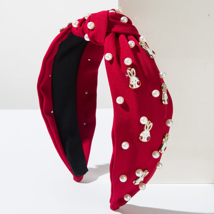 Wholesale Easter Beaded Alloy Bunny Headband