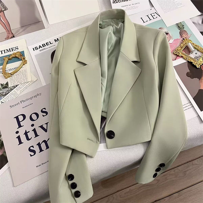 Wholesale Short Suit Jacket for Women Short Stature Spring and Autumn Jade Green Versatile Small Suit for Students JDC-CTS-ZX005