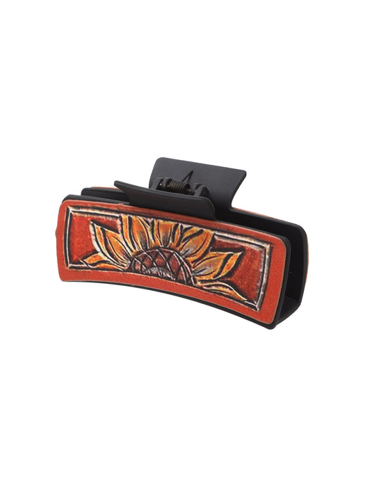 Wholesale Western Style Leather Hair Clip Sunflower Shark Clip Women' s Clip