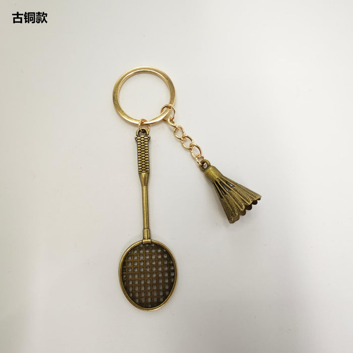 Wholesale Creative Golden Badminton Metal Badminton Personalized Keychain