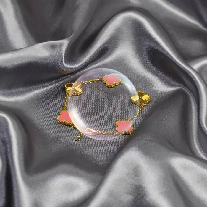 Wholesale Stylish Four Leaf Clover Bracelet In Gold Stainless Steel Chic Gift For Everyday Wear