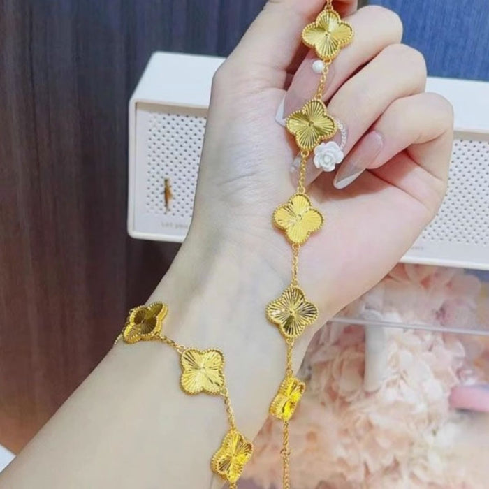 Wholesale Five Flowers Four Leaf Clover Bracelet for Women Lucky Grass Bracelet Gold
