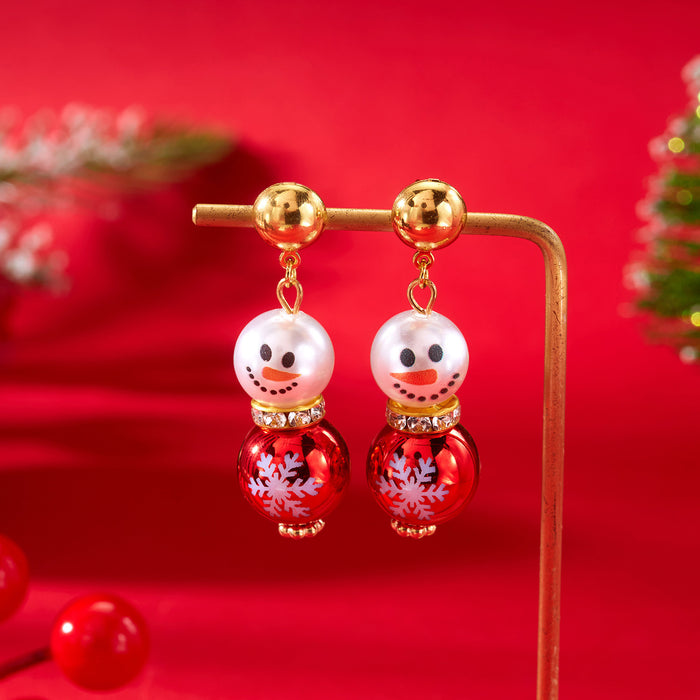 Wholesale Cute and versatile Christmas snowman earrings