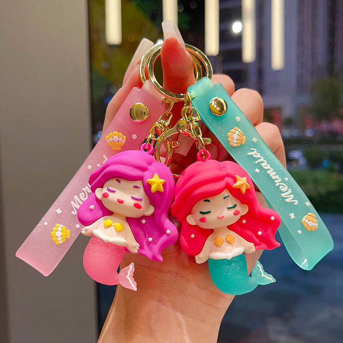 Wholesale Cartoon mermaid keychain pendant cute mermaid doll car key chain bag pendant small gift