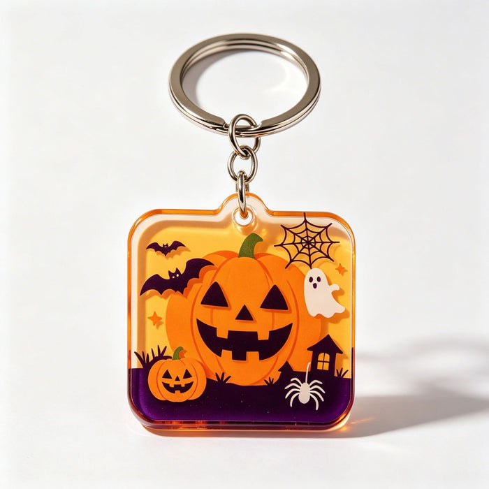 Wholesale Acrylic Pumpkin Ghost Keychain Multi-Shape Holiday Gift Bag Charm MOQ≥2