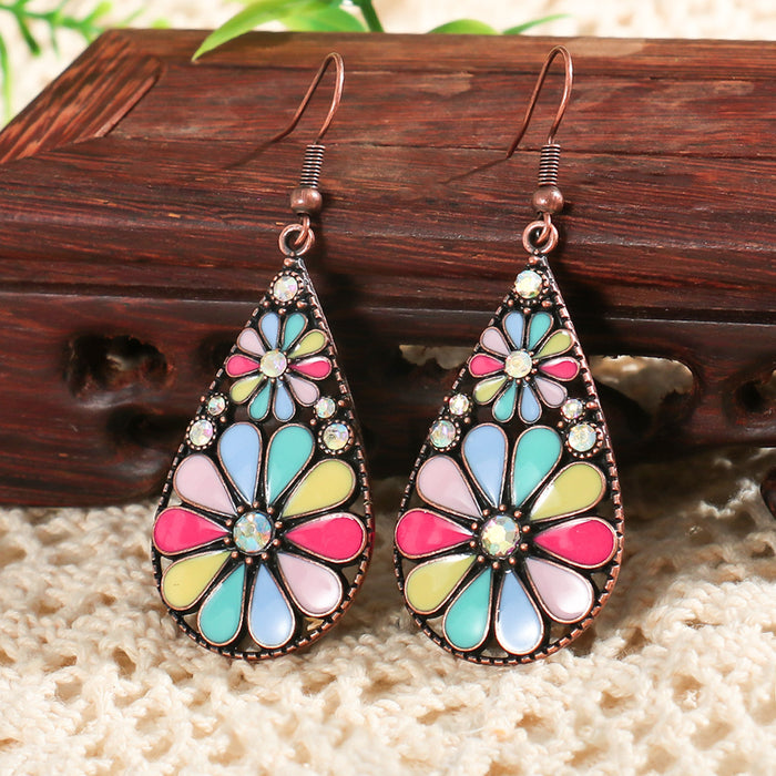 Wholesale Zinc Alloy Bohemian Drop Earrings with Rhinestone for Party Wear Boutique Resale MOQ≥2