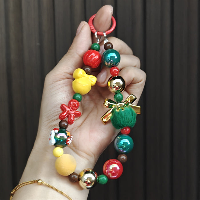 Wholesale Christmas series cartoon beaded keychains