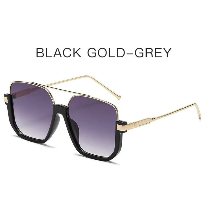 Wholesale Sunglasses for women in summer, bare faced, double beam large frame, anti blue light retro glasses, high-end street photography sunglasses