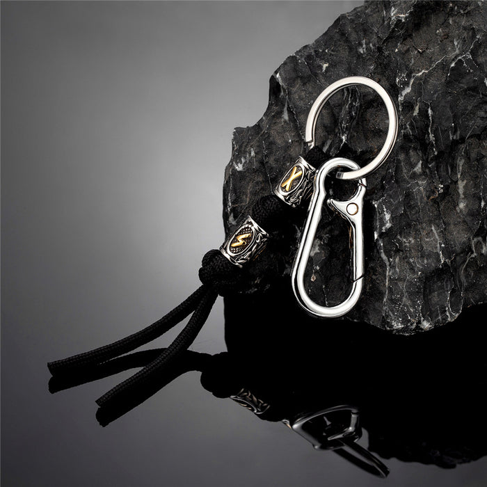 Wholesale Woven rope keychain, stainless steel keychain, bag hanging rope