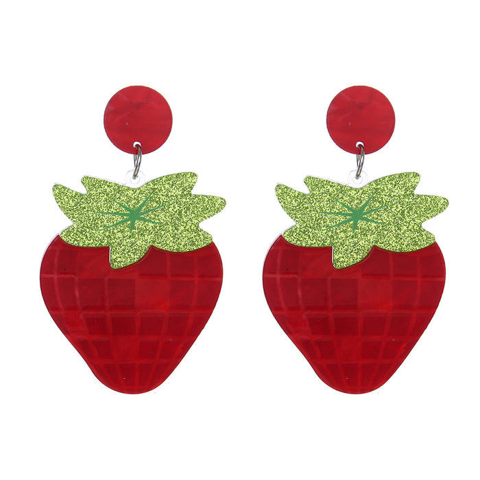 Wholesale Acrylic Earrings White Purple Red Plaid Strawberry Acrylic Earrings Earrings Earrings for Women