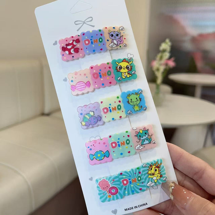 Wholesale 5 PCS Cute cartoon pattern plaid hair clip