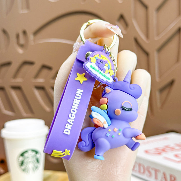 Wholesale Unicorn Creative Keychain Cute Dropping Rubber Doll Bag Car Key Pendant