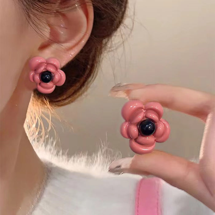 Wholesale Pink Flower Alloy Earrings JDC-ES-TongS010