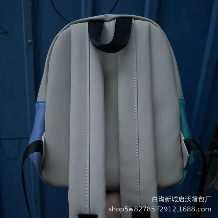 Wholesale New children's backpack with foreskin material, cartoon cute color blocking small backpack, PU print