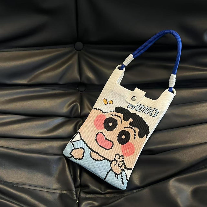 Wholesale Mobile phone bag cartoon knitted bag dopamine color matching handbag niche versatile shoulder crossbody bag