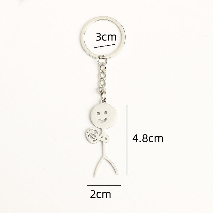 Wholesale Stainless Steel Graffiti Villain Shape Couple Keychain JDC-KC-Aohong004