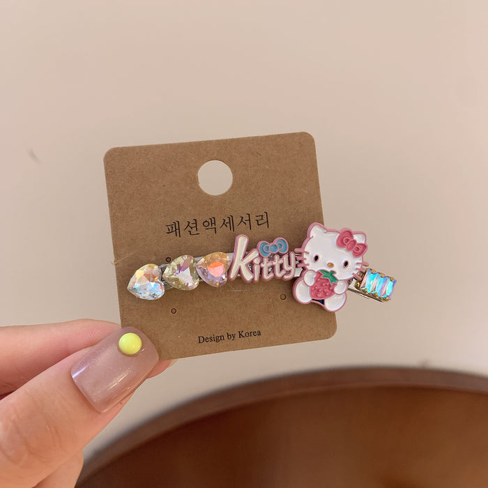 Wholesale Hair Clip Colorfulful Crystal Cat Bangs Side Clip Colorful crystal cat bangs hairpin