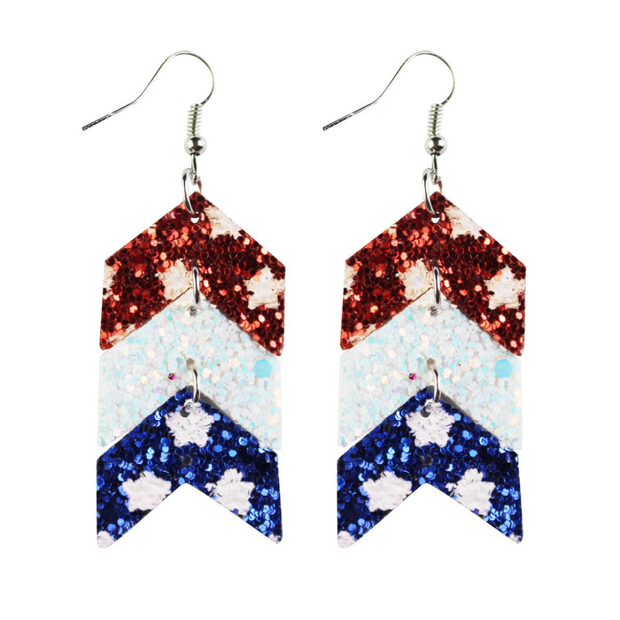 Wholesale Leather earrings with printed pentagram PU leather earrings and water droplet multi-layer earrings wholesale