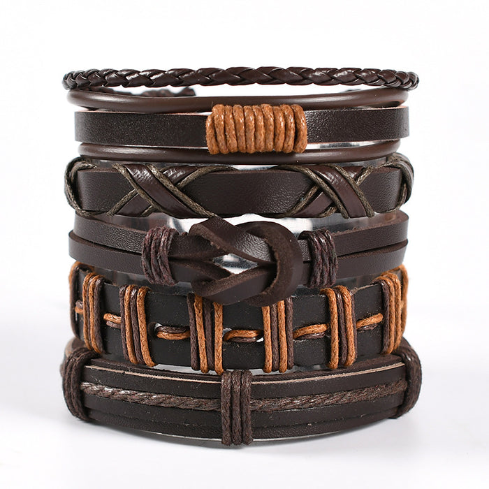 Wholesale Men's woven leather bracelet, genuine leather bracelet