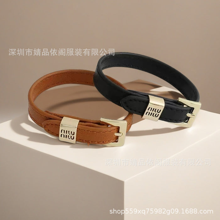Wholesale Microfiber genuine leather bracelet, alloy belt buckle, personalized letter wristband bracelet