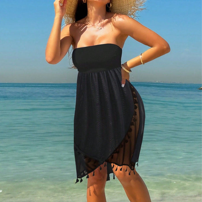 Wholesale New beach sun protection cover, backless strapless solid color swimsuit
