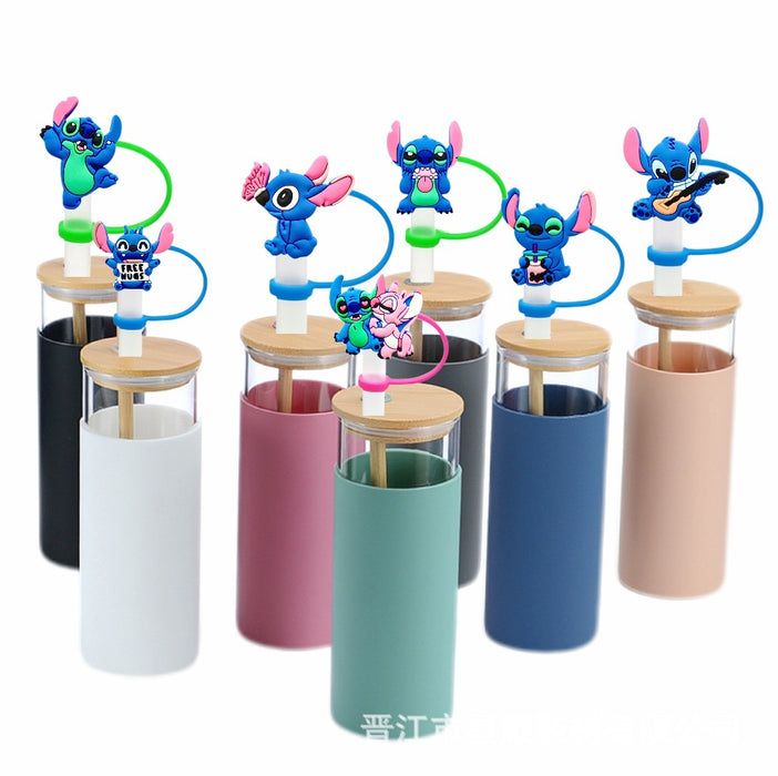 Wholesale Soft plastic straw cap, handle cup, reusable cup, straw cover, cute decorative dust cap