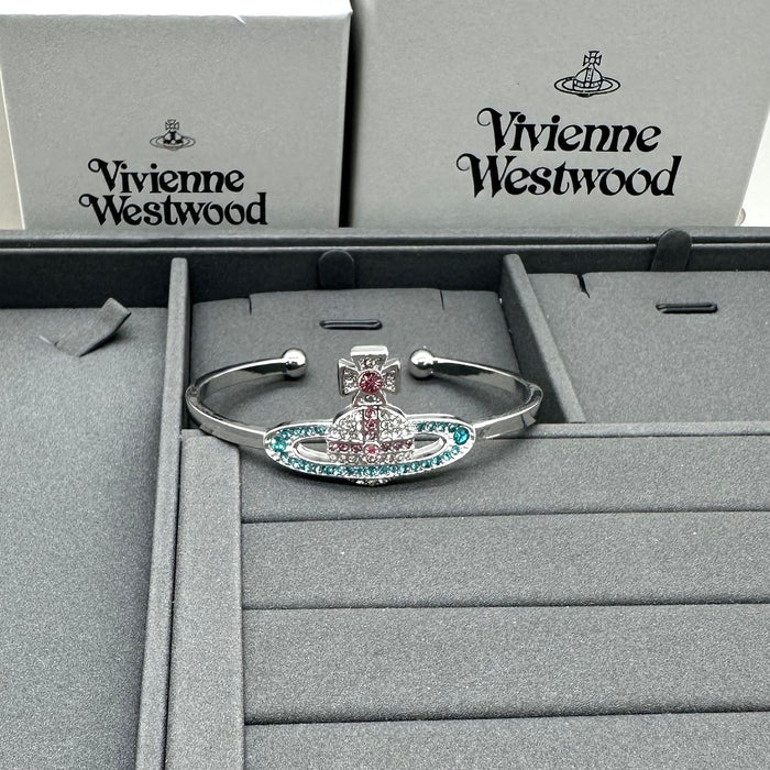 Wholesale Saturn Full Diamond Classic Planet Bracelet Opening Adjustable Punk Style Bracelet