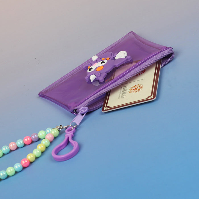 Wholesale Transparent PVC Coin Purse Cute Cartoon Animal Design Unisex Everyday Wallet With Bead Chain Fashion Accessory