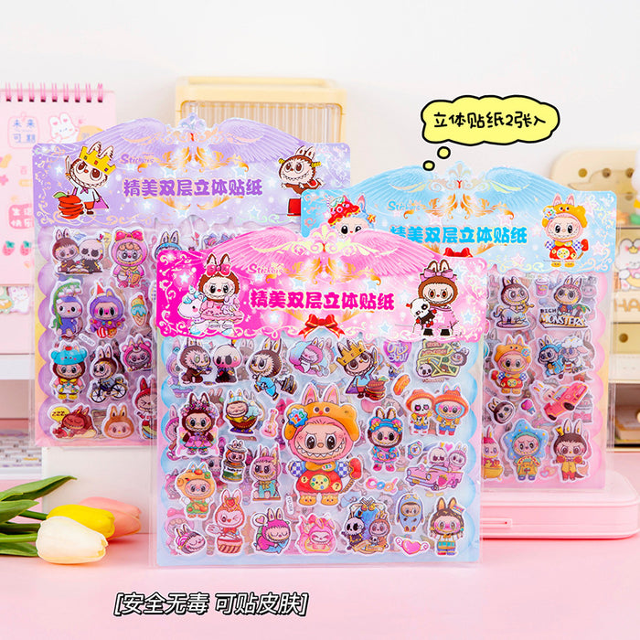 Wholesale Random Double-layer portable cartoon change bubble sticker paper card student gift foam sponge children' s three-dimensional reward sticker