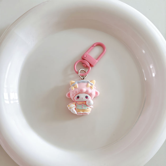 Wholesale Cute Resin Bow Lamb Keychain Cartoon Pink Bag Charm Fashion Accessory Gift For Girls