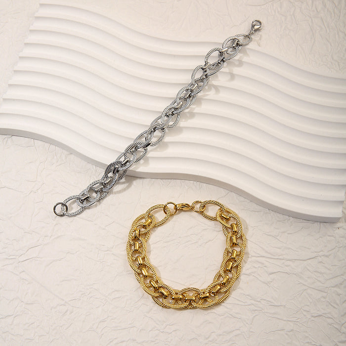 Wholesale Stainless steel color preservation twisted rope chain punk style large circle bracelet