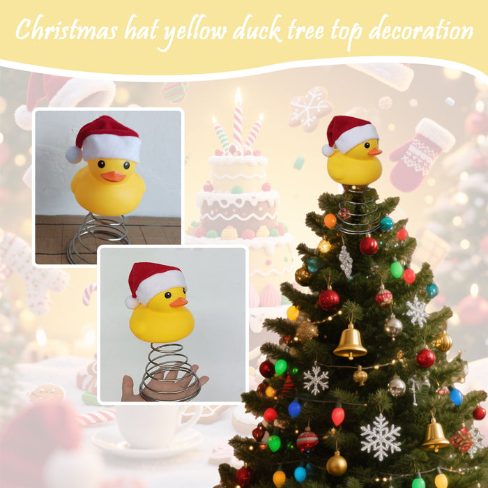 Wholesale Christmas hat yellow duck tree topper Christmas party tree topper decoration supplies
