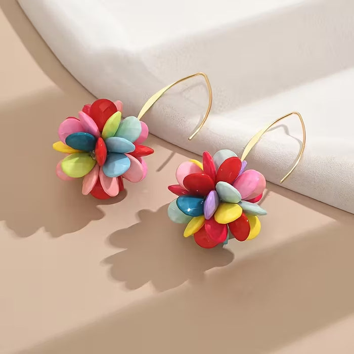 Wholesale Candy Color Acrylic Flower Earrings Fashion Jewelry Accessory Gift