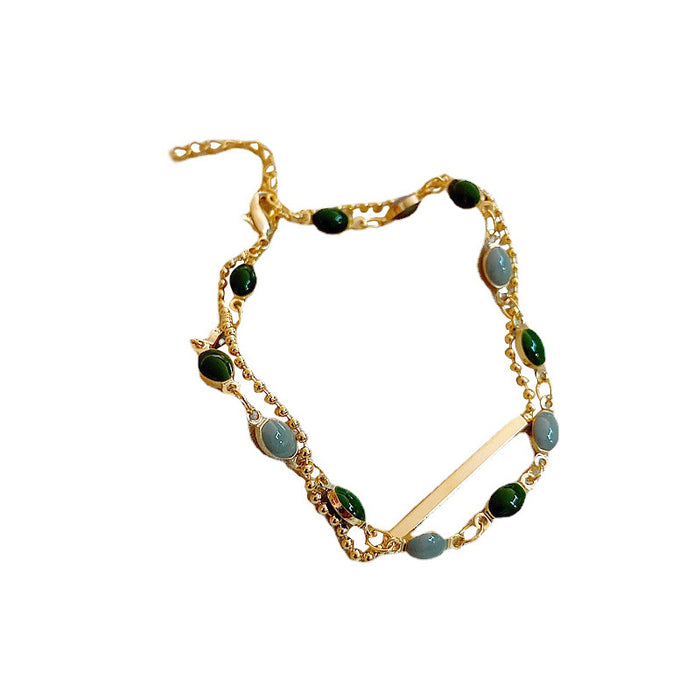 Wholesale Retro double-layer bracelet, niche light luxury bracelet, independent packaging, high-end handmade decoration