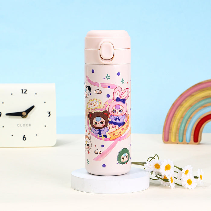 Wholesale Stainless Steel Cartoon Outdoor Portable Handle Thermos Cup Double-Layer Vacuum Gift Water Cup