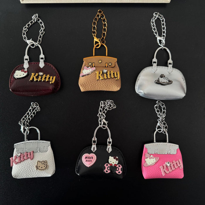 Wholesale Handmade leather small bag keychain